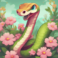 [LINEスタンプ] 春の愛らしいヘビ：季節感あるスタンプ"