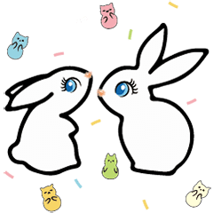 [LINEスタンプ] 大きな青い目のウサギ バニー漫画