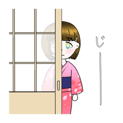 [LINEスタンプ] もちもちきもののおんなのこ