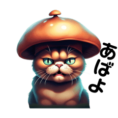 [LINEスタンプ] キノコをかぶった猫