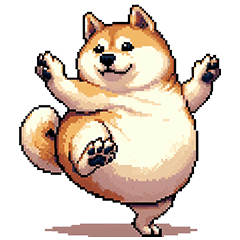 [LINEスタンプ] おどる太っちょ柴犬の画像（メイン）