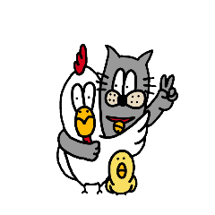 [LINEスタンプ] ネコとニワトリとピヨ