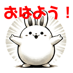 [LINEスタンプ] 白ウサギ（水墨画風）