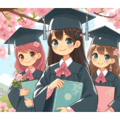 [LINEスタンプ] 桜と卒業式