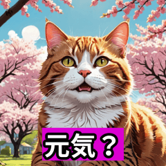 [LINEスタンプ] 桜と猫