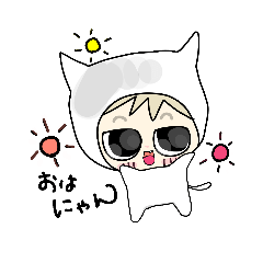 [LINEスタンプ] 白ねこしゃんは元気にゃ