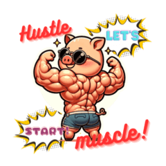 [LINEスタンプ] A pig that trains muscle z