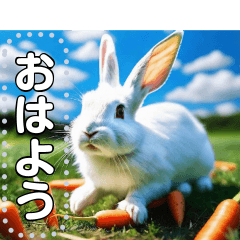 [LINEスタンプ] にんじん畑の白ウサギ